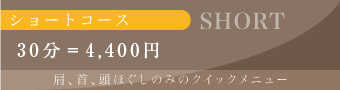 快眠頭ほぐしメニュー「ショートコース」30分4400円